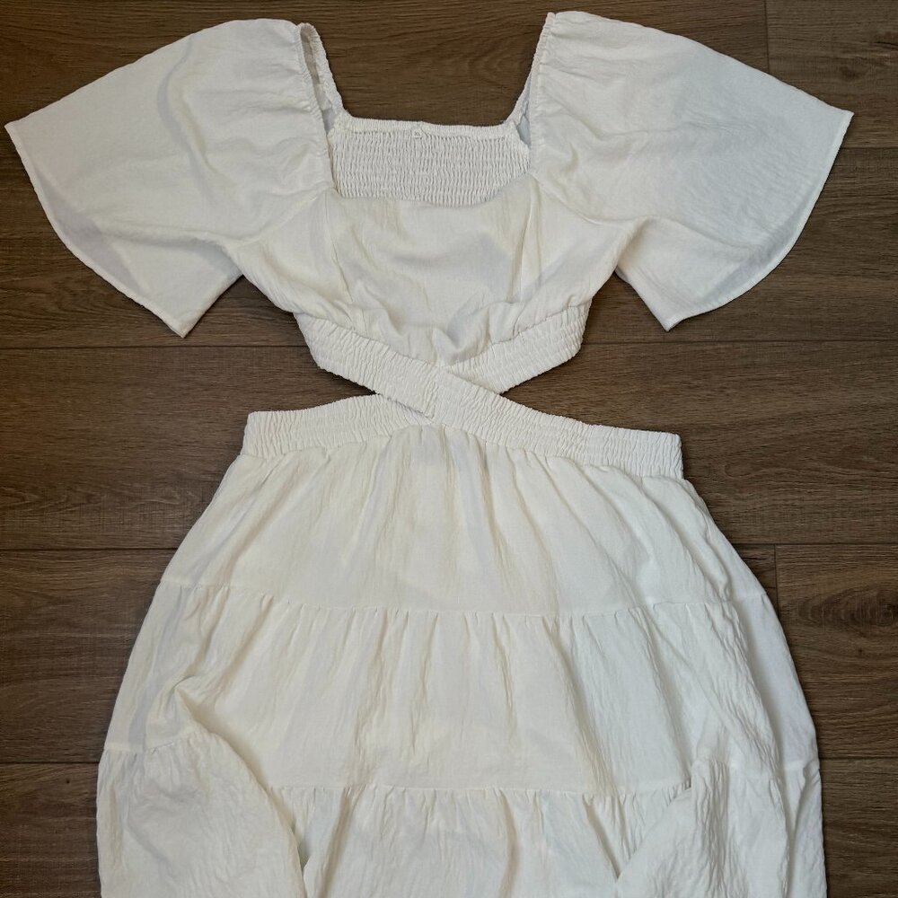 White Mini Dress with Cutout Sides